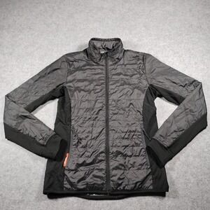 Icebreaker Merino LOFT Helix Jacket Women Medium Gray Black Full Zip Hybrid
